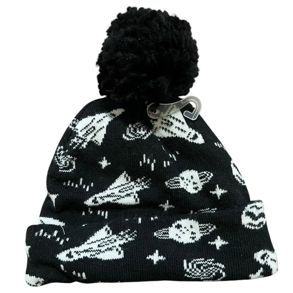 NEW Cat & Jack Toddler Rocket Black White Beanie 2T-5T